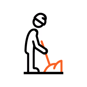 Icon eines Arbeiters der Bauschutt entfernt